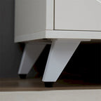 Buffet bahut blanc 4 portes avec effet vague et étagères amovibles