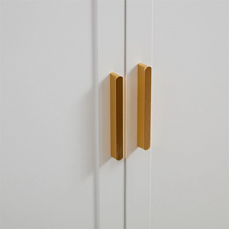 Buffet bahut blanc 4 portes avec effet vague et étagères amovibles
