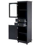 Armoire de salle de bain haute avec portes vitrées