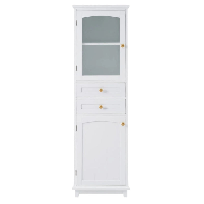 Armoire de salle de bain haute avec portes vitrées