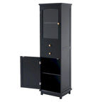 Armoire de salle de bain haute avec portes vitrées