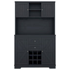 Meuble de bar de cuisine avec rangement, meuble à vin de ferme avec tiroirs, étagères et armoires, meuble de buffet avec porte-bouteilles et porte-verres