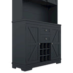 Meuble de bar de cuisine avec rangement, meuble à vin de ferme avec tiroirs, étagères et armoires, meuble de buffet avec porte-bouteilles et porte-verres