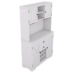 Meuble de bar de cuisine avec rangement, meuble à vin de ferme avec tiroirs, étagères et armoires, meuble de buffet avec porte-bouteilles et porte-verres