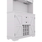 Meuble de bar de cuisine avec rangement, meuble à vin de ferme avec tiroirs, étagères et armoires, meuble de buffet avec porte-bouteilles et porte-verres