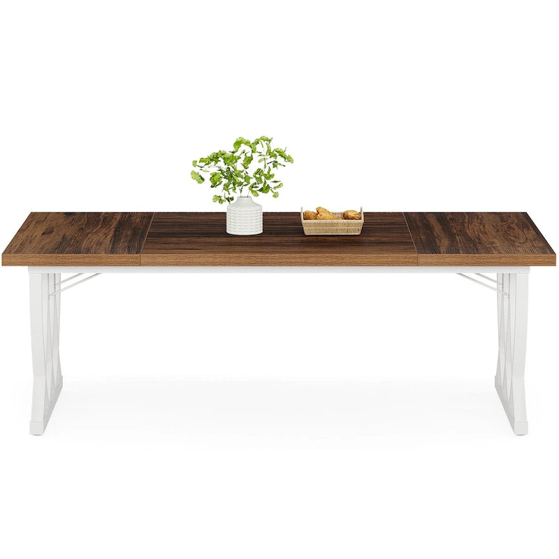 Table de salle à manger rectangulaire en bois et métal de 180 cm pour 6 à 8 personnes