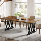 Table de salle à manger rectangulaire en bois et métal de 180 cm pour 6 à 8 personnes
