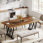 Table de salle à manger rectangulaire en bois et métal de 180 cm pour 6 à 8 personnes