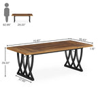 Table de salle à manger rectangulaire en bois et métal de 180 cm pour 6 à 8 personnes