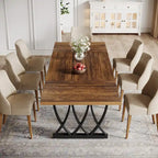 Table de salle à manger rectangulaire en bois et métal de 180 cm pour 6 à 8 personnes