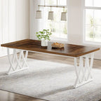 Table de salle à manger rectangulaire en bois et métal de 180 cm pour 6 à 8 personnes