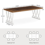Table de salle à manger rectangulaire en bois et métal de 180 cm pour 6 à 8 personnes