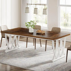 Table de salle à manger rectangulaire en bois et métal de 180 cm pour 6 à 8 personnes
