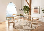 Table à manger rectangulaire Noyer / Blanc antique, 140 cm (L) x 91 cm (P) x 77 cm (H)