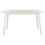 Table à manger rectangulaire Noyer / Blanc antique, 140 cm (L) x 91 cm (P) x 77 cm (H)